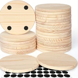 4-inch circular blank wooden coaster, used for crafts with anti slip silicon dots, for DIY painting, woodcut home decoration