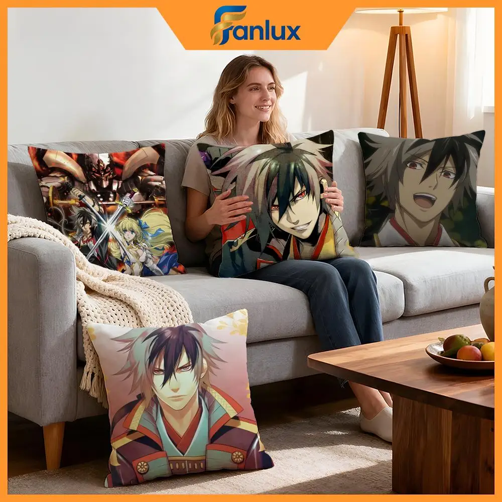 Anime Nobunaga the Fool Cushion Cover 4Pcs Decorative Covers Soft Cushion Case for Sofa Couch Decor 40x40 45x45 Pillowcases