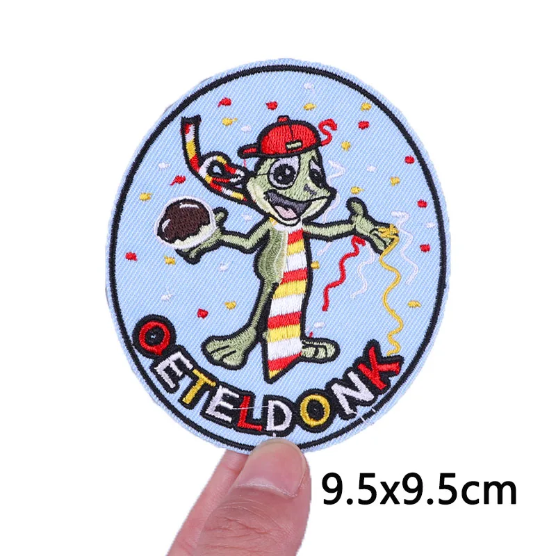 Oeteldonk Emblem Full Embrodery Patch Forg Carnival For Netherland Iron On Patches On Clothes Frog Patches For Clothing Applique