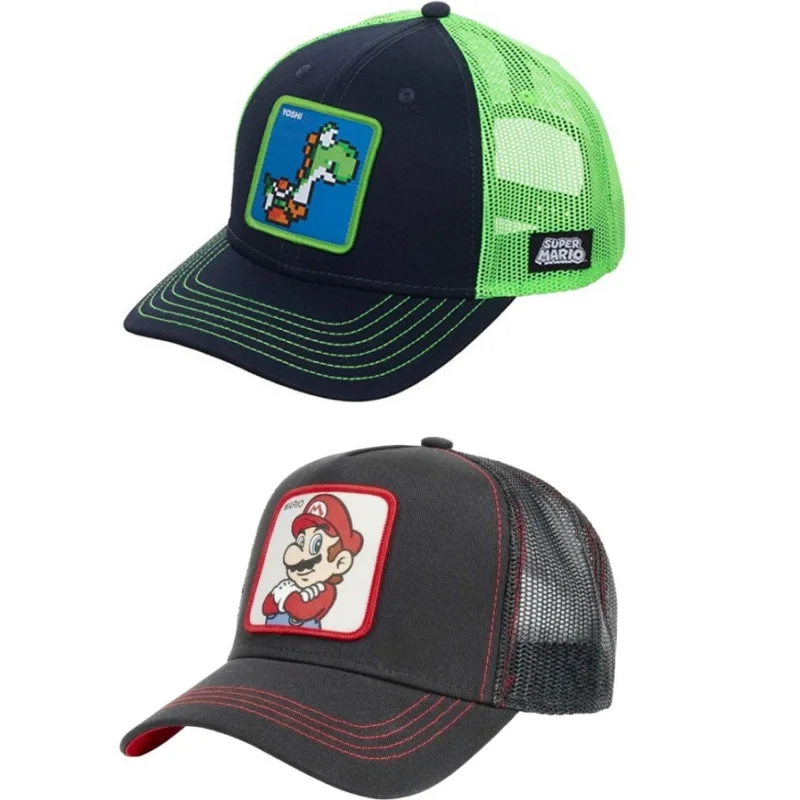 Gorra de béisbol de algodón con Cierre trasero de dibujos animados de Super Mario Anime de alta calidad para hombres y mujeres Hip Hop papá gorra de camionero de malla Dropshipping