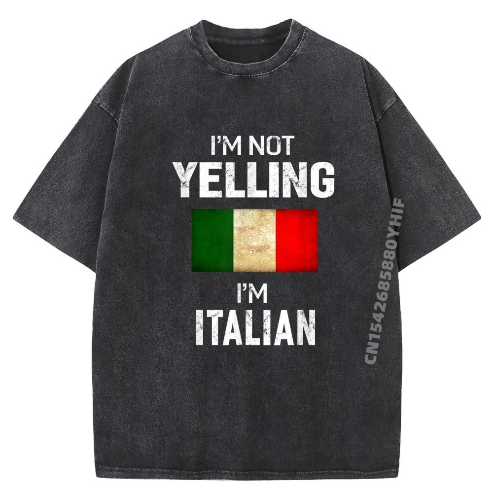 

Newest Printed Tshirt I Im Not Yelling I T-shirt Man Letter Male Tees Graphic T Shirt Mens Streetwear Washed Shirt