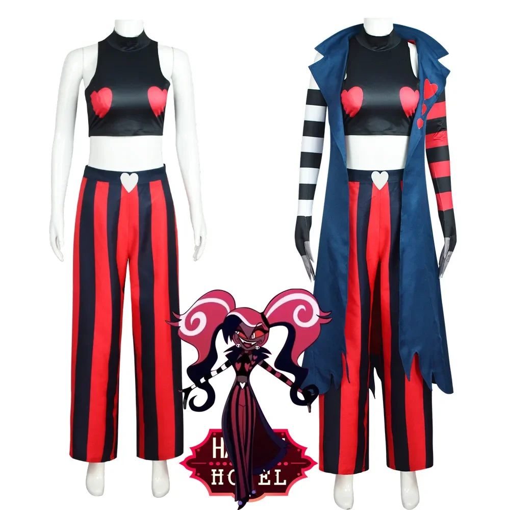 Hazbin Velvette Valentin Hotel Vox Cosplay Outfit 3V Vees VVV Costume Halloween Party Demon Carnaval Anime Cosplay Clothes