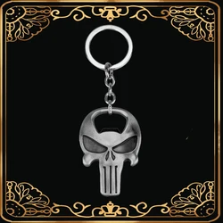 Punisher Skull Key Chain Punisher Skeleton Keyring Men Keychains Terminator Skull Head logo Keychains Men's motorcycle key Jewel