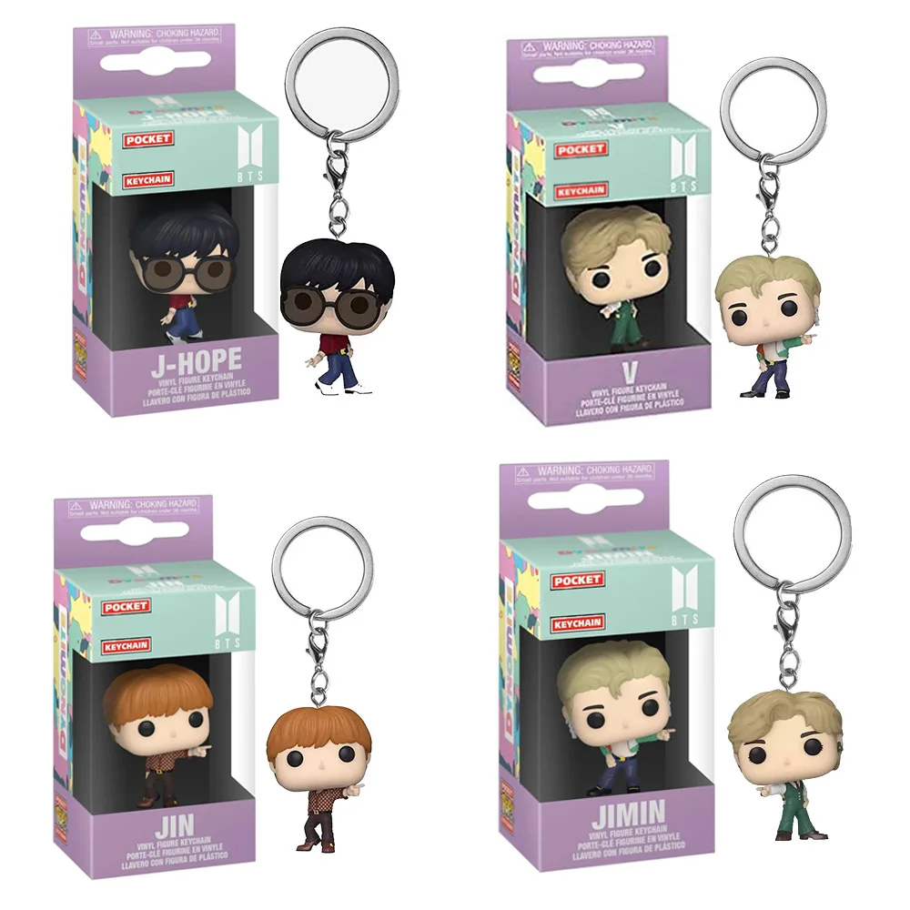 Neuer Schlüsselanhänger Spielzeug Herren-Team JUNG KOOK JIMIN Jin V J-HOPE Pocket Pop Schlüsselanhänger Vinyl Actionfiguren Sammlung Spielzeug