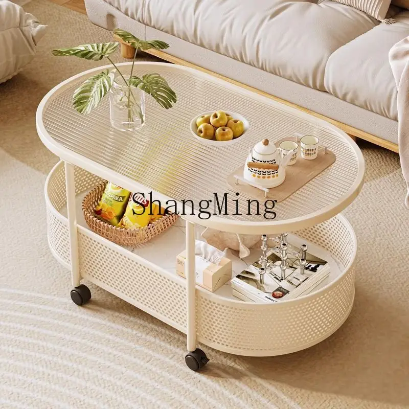 

ZYY fashion exquisite coffee table cream style simple sofa small apartment oval edge few living room dining chair small table