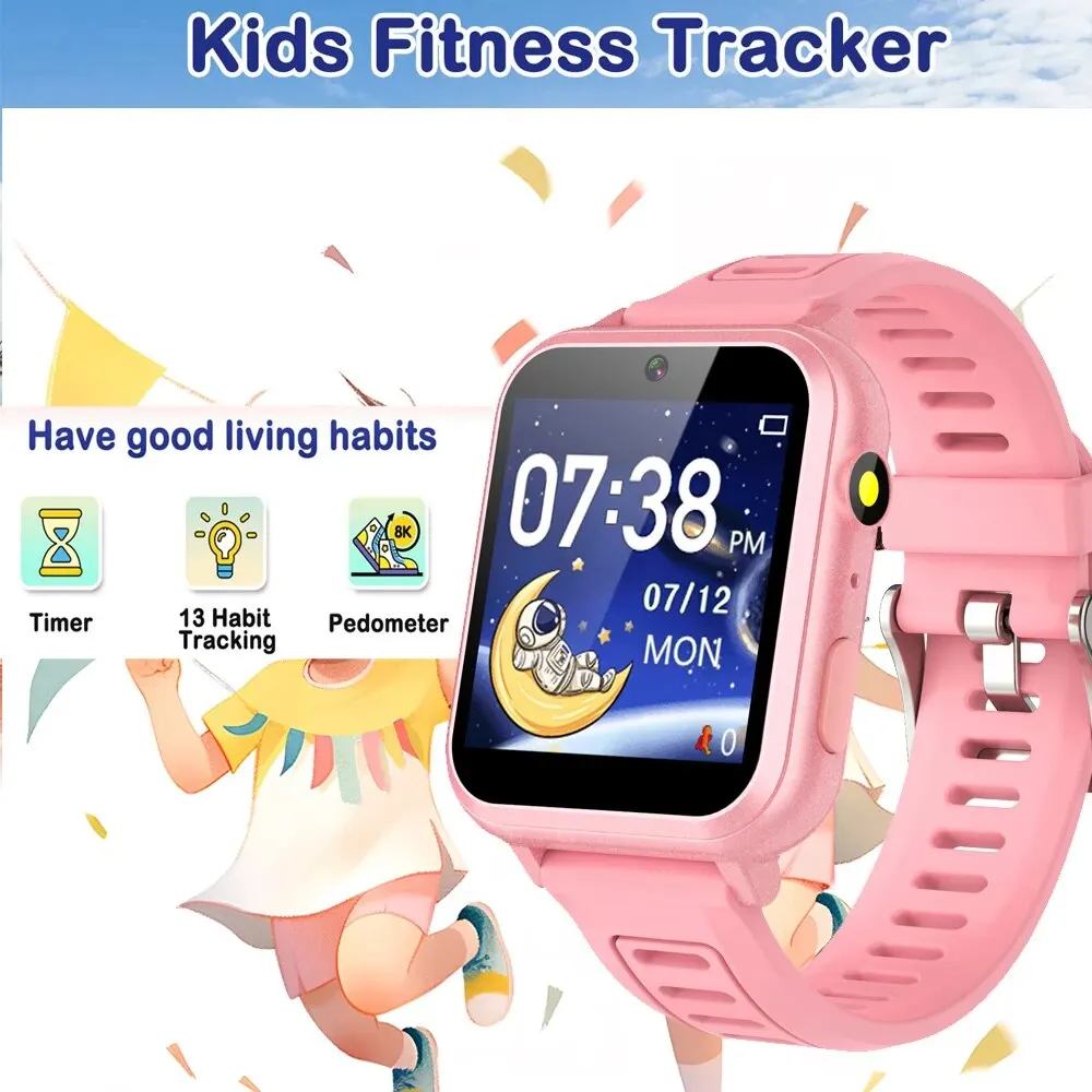 Kids Game Smart Watch 24 Puzzle Games Camera Music Player Pedometer Alarm Clock Calculator Flashlight 12/24hr Smartwatches Gift