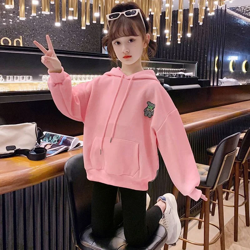 

Girls Hoodies Sweatshirts Cotton Tops Overcoat Outwear 2024 Apricot Spring Autumn Windproof Kids Christmas Gift Children's Cloth