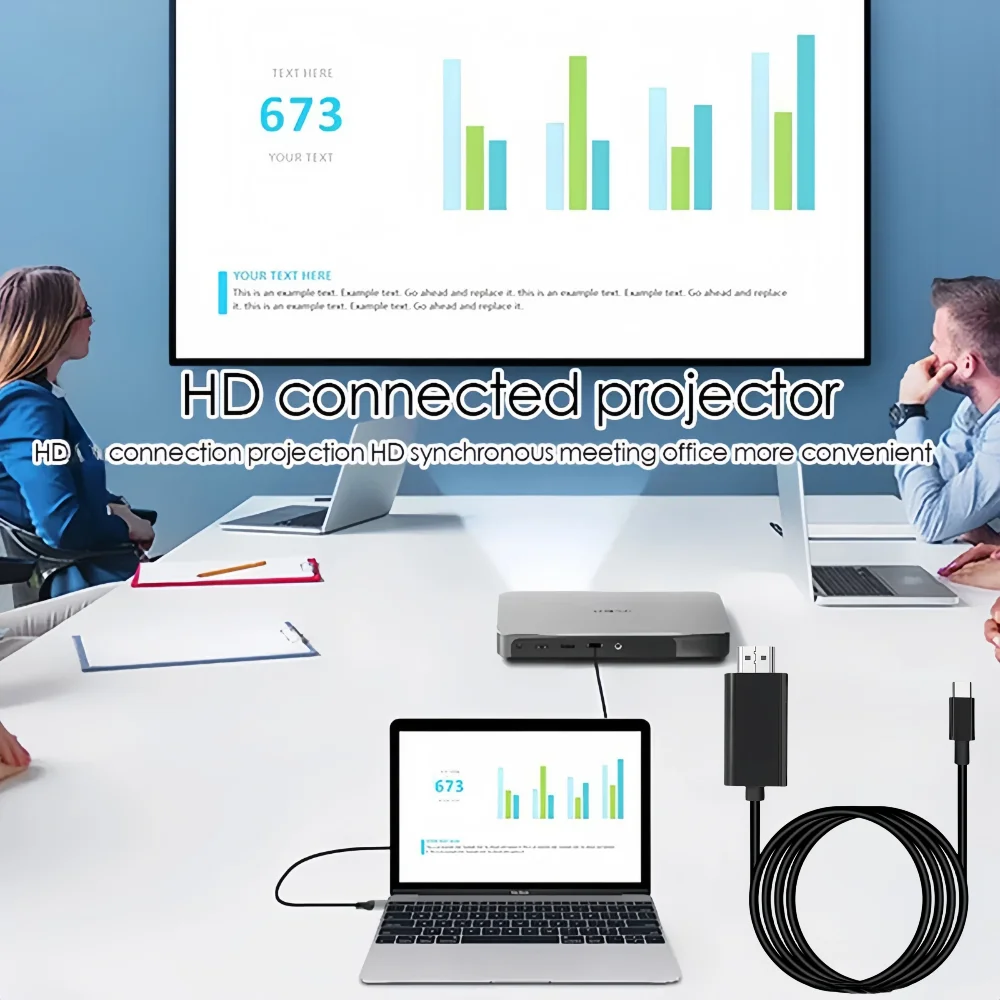 كابل محول USB C إلى HDMI من النوع C إلى HD 4k 60 هرتز USB C كابل تمديد شاشة الكمبيوتر المحمول العارض محول عالي الوضوح
