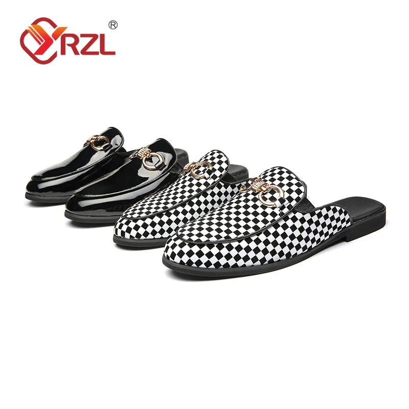 YRZL Summer Men Half Loafers Fashion Breathable Slippers Man Outdoor Lightweight Slip on Half Shoes for Man Leather Sandals