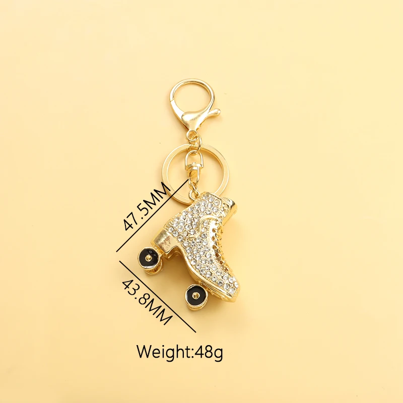 Creative Rhinestones Inlaid Skates Charm Keychain Skating Enthusiasts Gift Souvenir Bag Keys Decor Shoe Styling Enamel Keyring