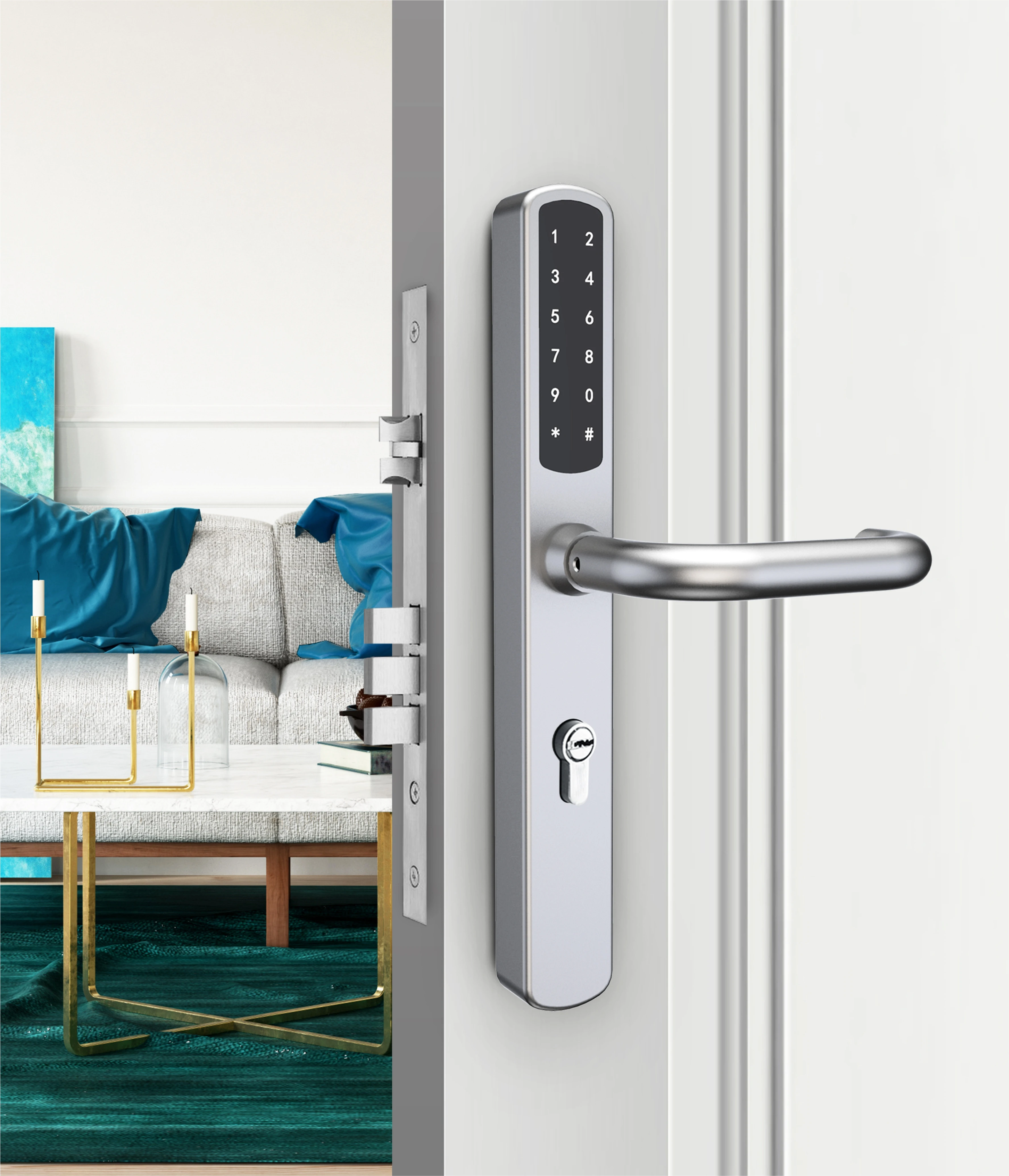 

SUS304 Safety Password ID Card Unlock Electric Door for Home Door