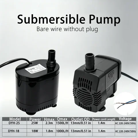 Bomba Sumergible de 1 Pieza con Cable sin Enchufe, Bomba de Agua Miniatura de 220V para Peceras, Acuarios, Jardines, Enfriadores de Aire Industriales