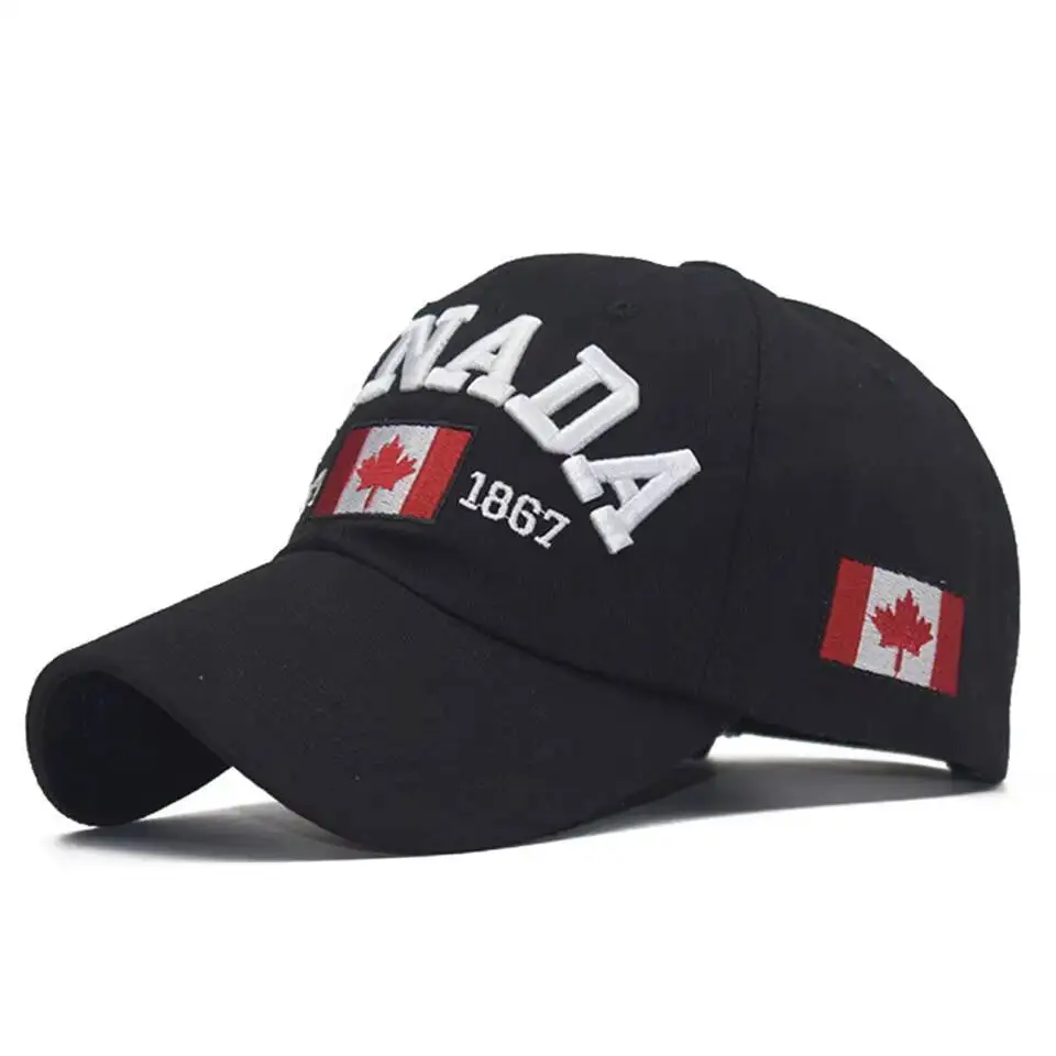 Baseball Low Profile Dad Hat Canada Embroidered Maple Leaf Flag Cap Hat Adjustable Strap