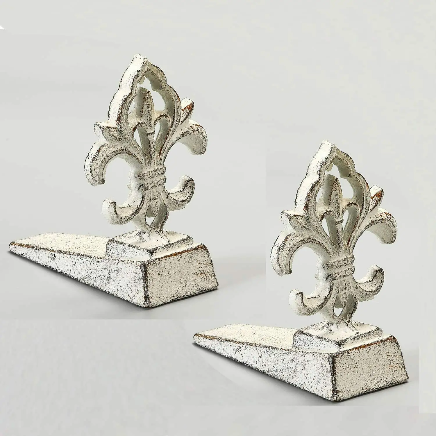 US Stock Heavy Duty Cast Iron Decorative Door Stop, Fleur-De-Lis Design Door Stop