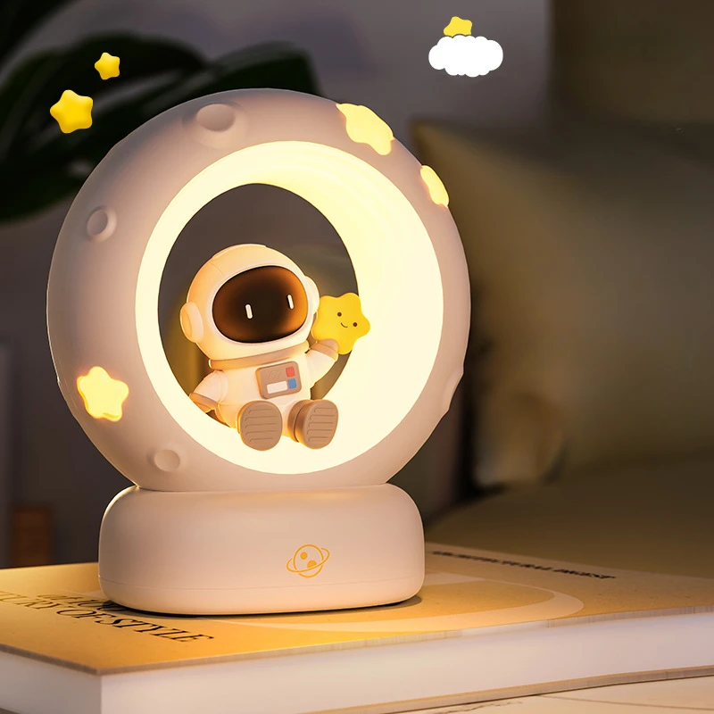 LED Night Light Panda Astronaut Bedside Sleeping Night Lights USB charging Silicone Children Eye Protection Lamp Lighting Gift