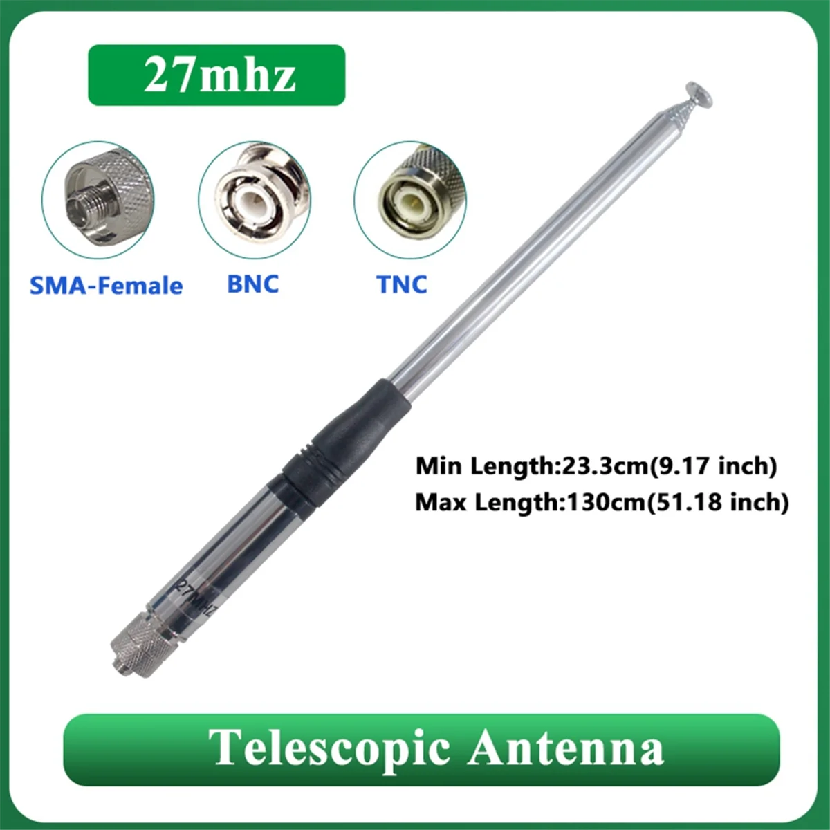 27MHZ Telescopic Antenna TNC Connector Aerial for Short Wave Radios Walkie Talkie Rod Antenna HOT