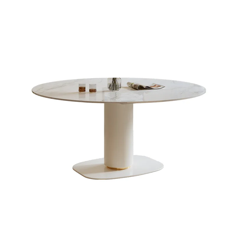 

Современный простой кремовый стиль, выдвижной обеденный стол из каменной плиты и комбинация стульев, французский переменный круглый стол, квадратный и