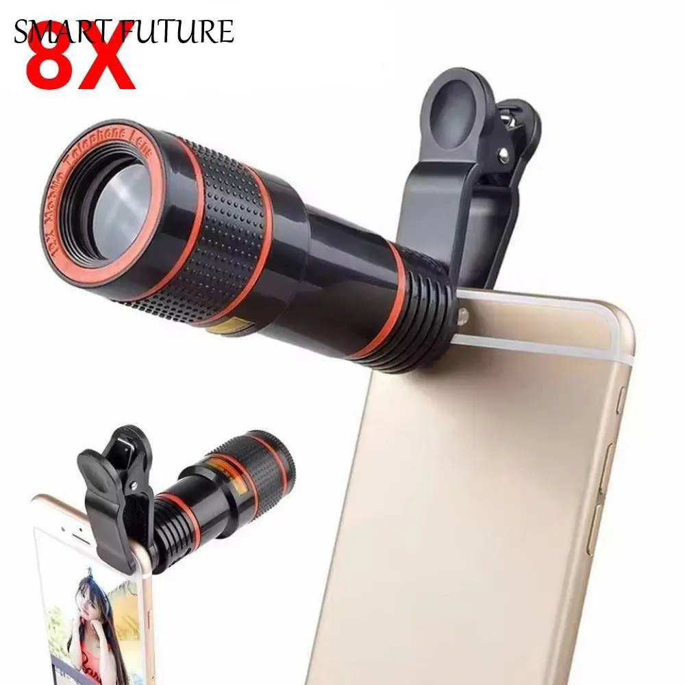 

Объектив для камеры сотового телефона с 8-кратным увеличением, регулируемое фокусное расстояние, черный корпус, объектив для фотосъемки, зум-объектив с большим увеличением