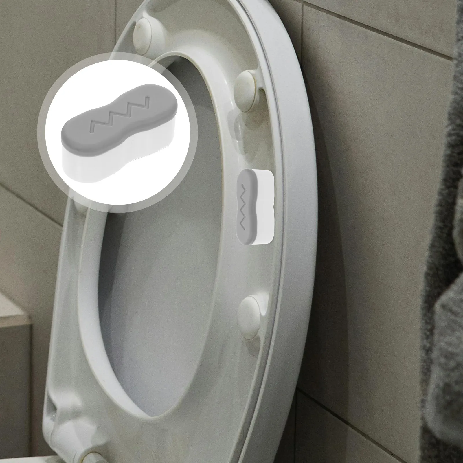 4Pcs Universal Toilet Seat Pads Grey Cushioned Bumpers Noise Reducing Stabilizer Seat Riser Bathroom Use