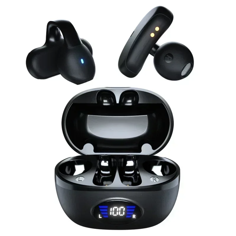 Clip On Ear Wireless Sport HIFI Headphones Ear-Clip Game Music Touch Control TWS Bluetooth 5.3 Earphone(Bone Conduction Concept)