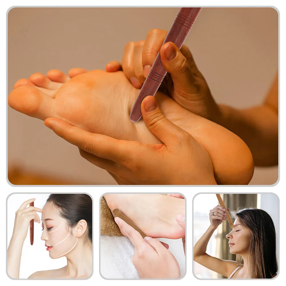 4Pcs Wooden Foot Massage Stick Traditional Chinese Acupoint Massager for Sole Pressure Point Relief Portable Manual Massage Tool