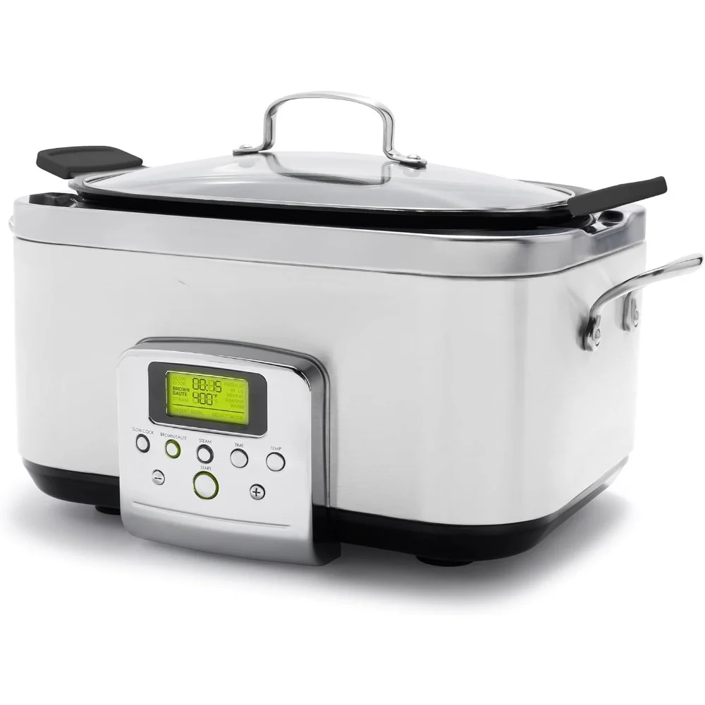 

6QT Electric Slow Cooker, Dishwasher Safe Lid & Removable Crock, Elite 8 - in -1 Programmable Ceramic Nonstick Multi Slow Cooker