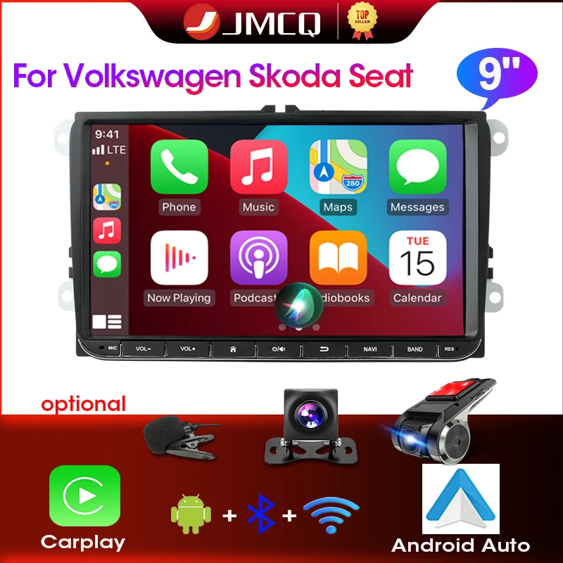 JMCQ 2 Din Car Radio Multimedia For Volkswagen VW Passat B6 B7 T5 Tiguan Touran GOLF POLO JETTA TIGUAN Seat Android 12 Carplay