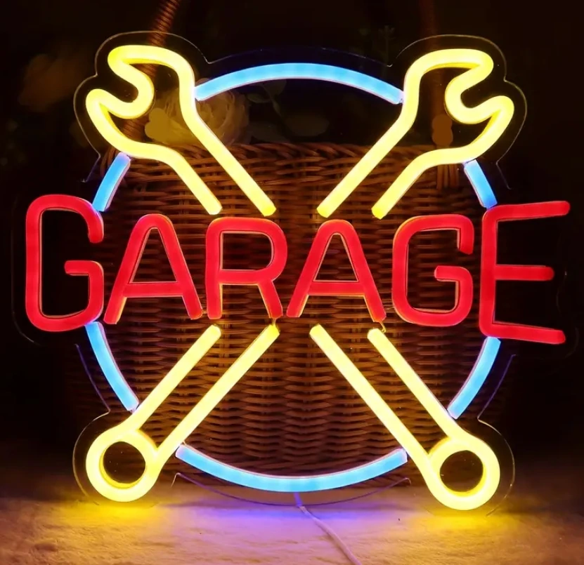 LED Neon Car Garage Sign,Energy-Efficient Wall Decor for Man Caves,Workshops,Game Rooms