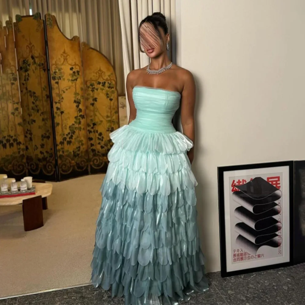 

High Quality Customized Tiered Floor Length Strapless Sleeveless Pleat Vestidos Elegantes Para Mujer Платье Корейский Стиль