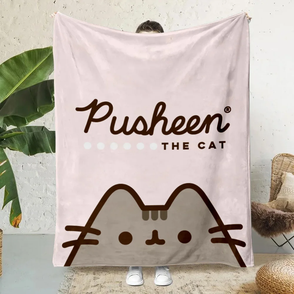 Hot Cute Funny P-Pusheens Cat Printed Blanket Picnic Blankets Warm Blanket Soft and Comfortable Blanket Home Travel Birthday