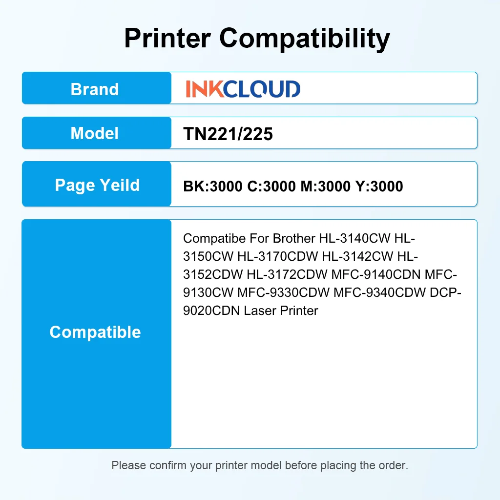 잉크클라우드 브라더 TN-221 TN-225 호환 잉크 MFC-9130CW HL-3170CDW MFC-9340CDW HL-3140CW MFC-9330CDW 용