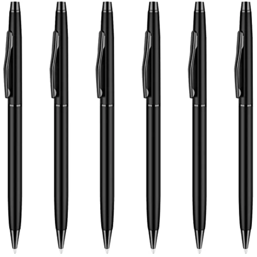 

Slim Metallic Retractable Ballpoint Pens Matte Black Nice Gift for Business Office Students Teache Wedding Christmas Medium Poi