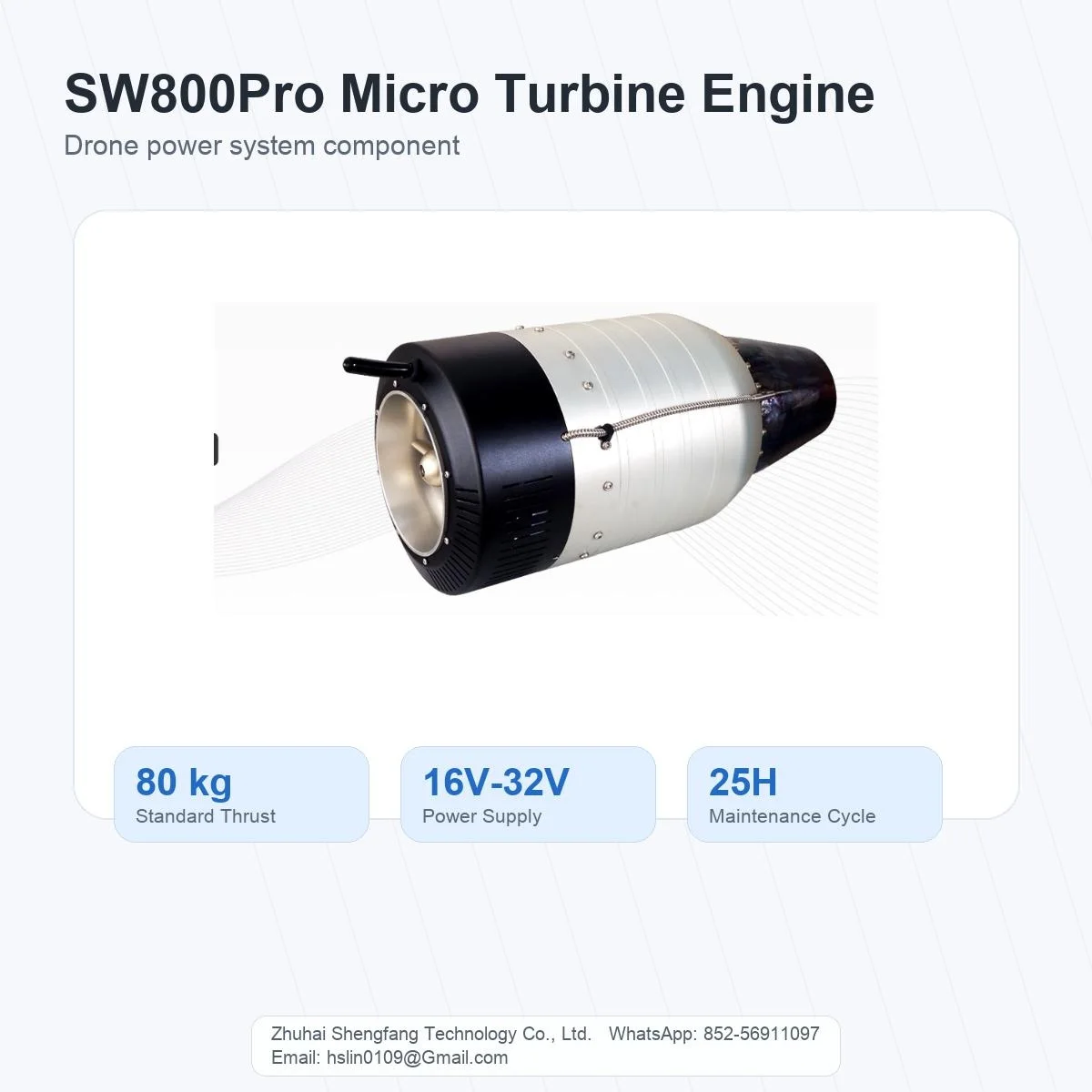 SW800 PRO 80KG Turbojet Engine For Industrial Cargo UAV Drone