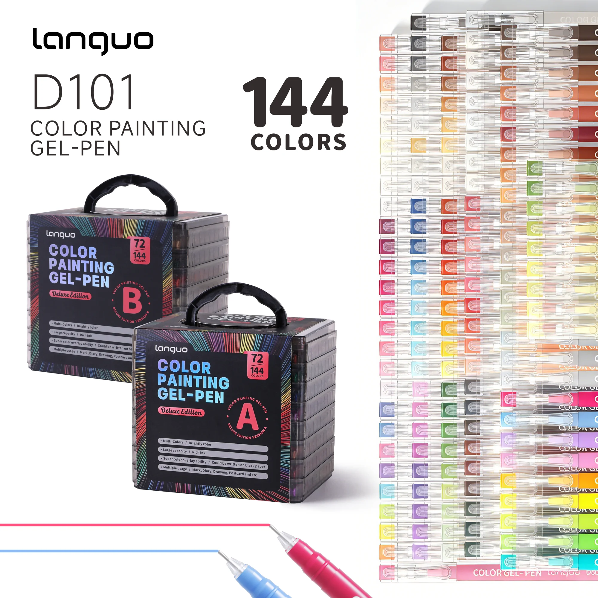Languo 144/99/72/45 Kleuren Acrylverf Handboek Pennen Multicolor Gelpen Studenten Neutrale Pen Schrijfmarker Kantoorartikelen
