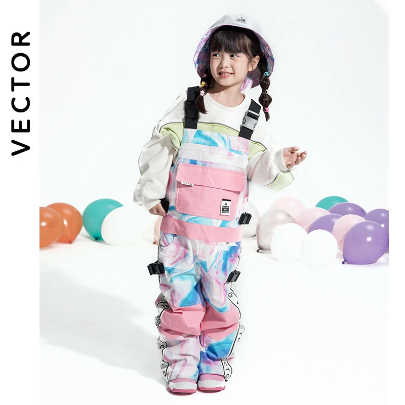 VECTOR Boys and Girls Ski Pants Straight Overalls Jumpsuit Skiing Bib Waterproof Winter Warm Windproof Outdoor Sports Snowboard