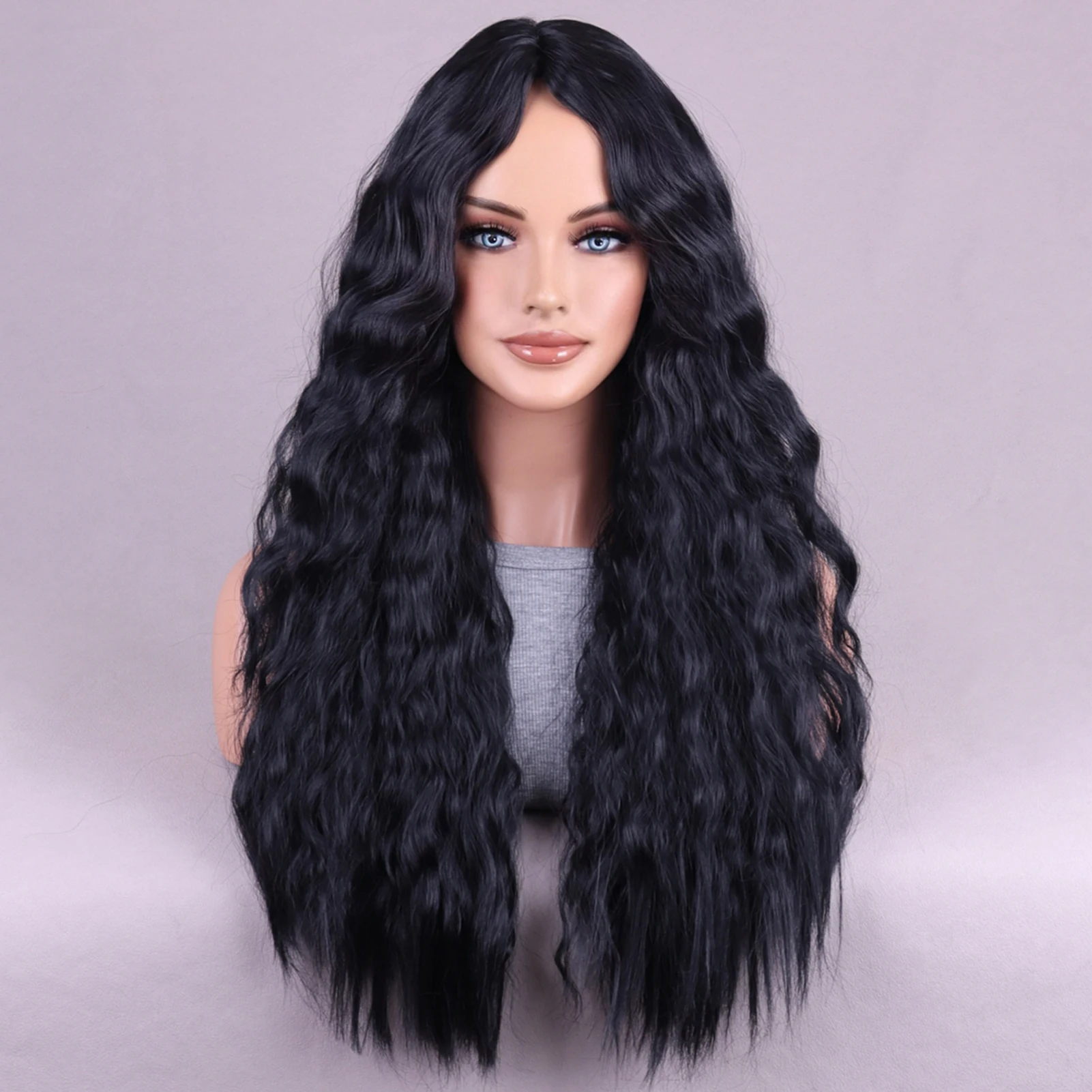 Wig keriting sintetis gaya Afrika Wig rambut tebal realistis Wig rambut keriting halus lembut untuk pesta Kencan pernikahan