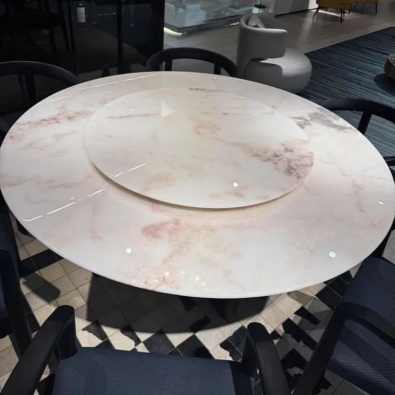 Imported rainbow luxury stone dining table designer marble dining table large round table