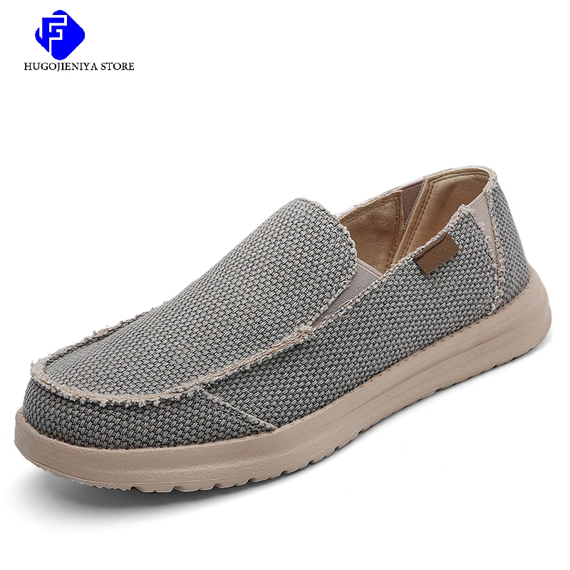 

2023 Summer Fashion Men Canvas Shoes Luxury Brand Slip On Vulcanize Shoes Lightweight Loafers Casual Driving Shoes Big Size 47