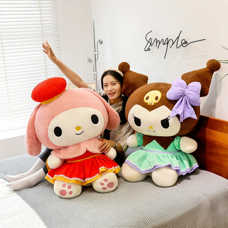 

Sanrio My Melody & Kuromi Plush Doll Set Circus Skirt Stuffed Toy Soft Fluffy Cartoon Pillow Kids Birthday Gift Home Collectible