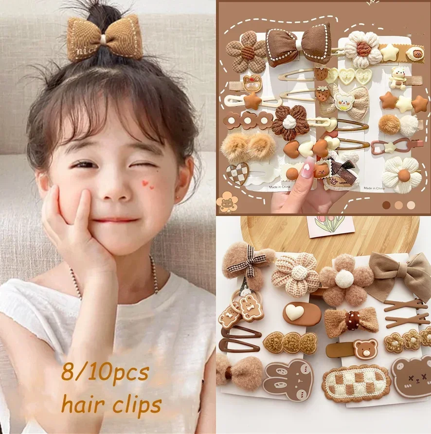 Korean Winter Plush Hair Pin Cute Floral Bow Barrettes for Girls Baby Headwear Girls Kids Hair Accessories Princess Hair Clips