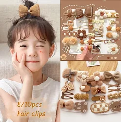 Korean Winter Plush Hair Pin Cute Floral Bow Barrettes for Girls Baby Headwear Girls Kids Hair Accessories Princess Hair Clips