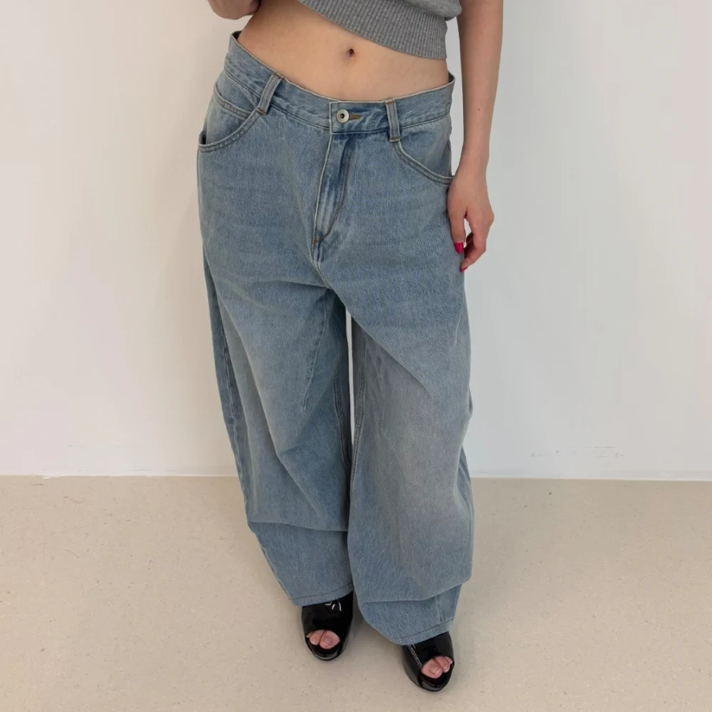 

100% Cotton Women's Jeans Y2K Retro Washed Minimalist Commuter Style Versatile Low-Rise Straight Pants 2025 Fall New Arrival