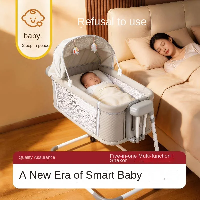 LazyChild Smart Electric Baby Bed Movable Foldable Side Sleeper Rocking Crib For Newborn Soothing