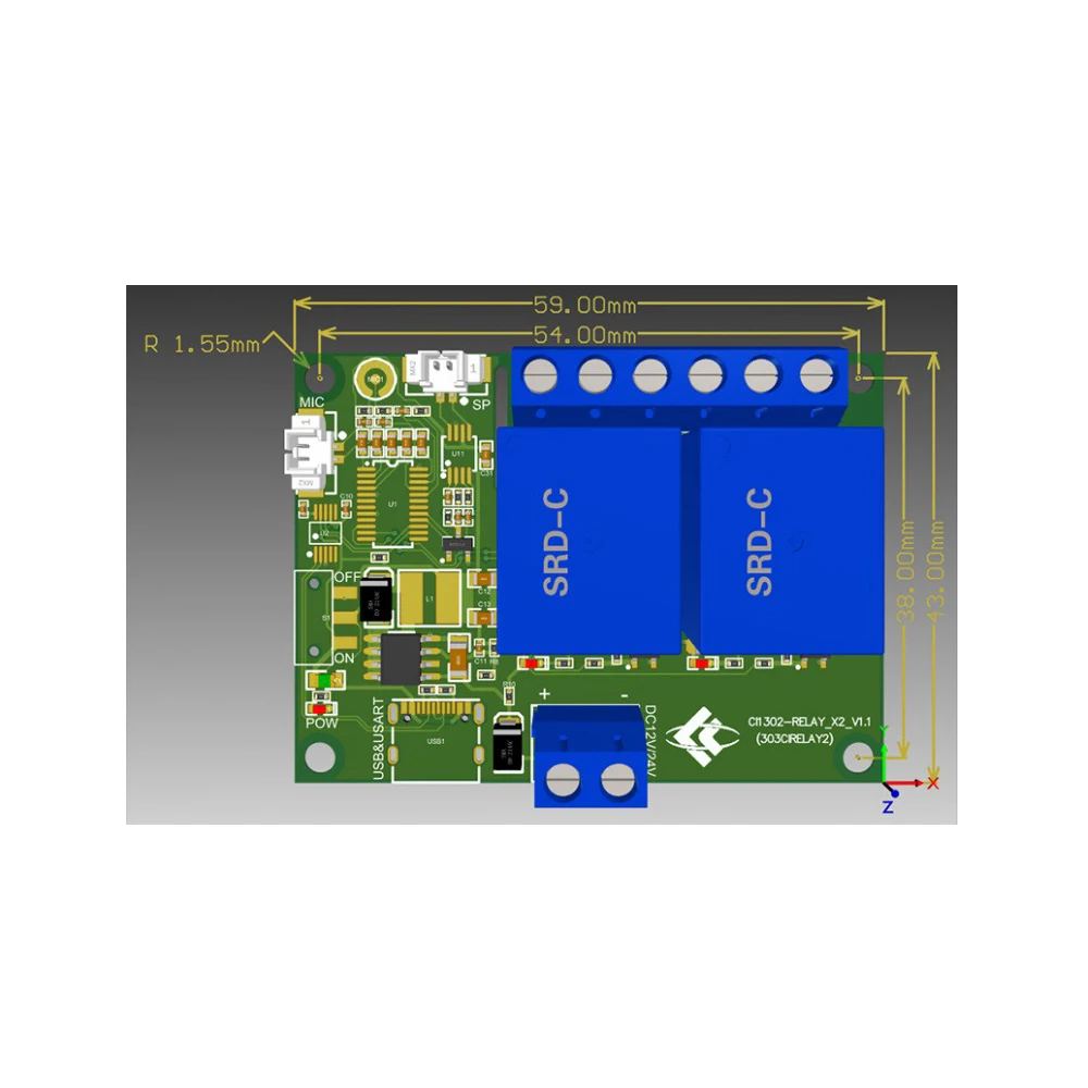 

AI Voice Relay Module Dual-channel Offline Voice Control Switch Intelligent Remote Control Secondary Development Board Relay