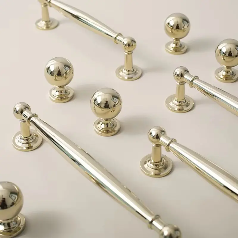 High-end 4PCS Solid Brass Furniture Pulls Handles Drawer Knobs Cupboard Wardrobe Kitchen Closet Dresser Shoe Cabinet Door Pulls