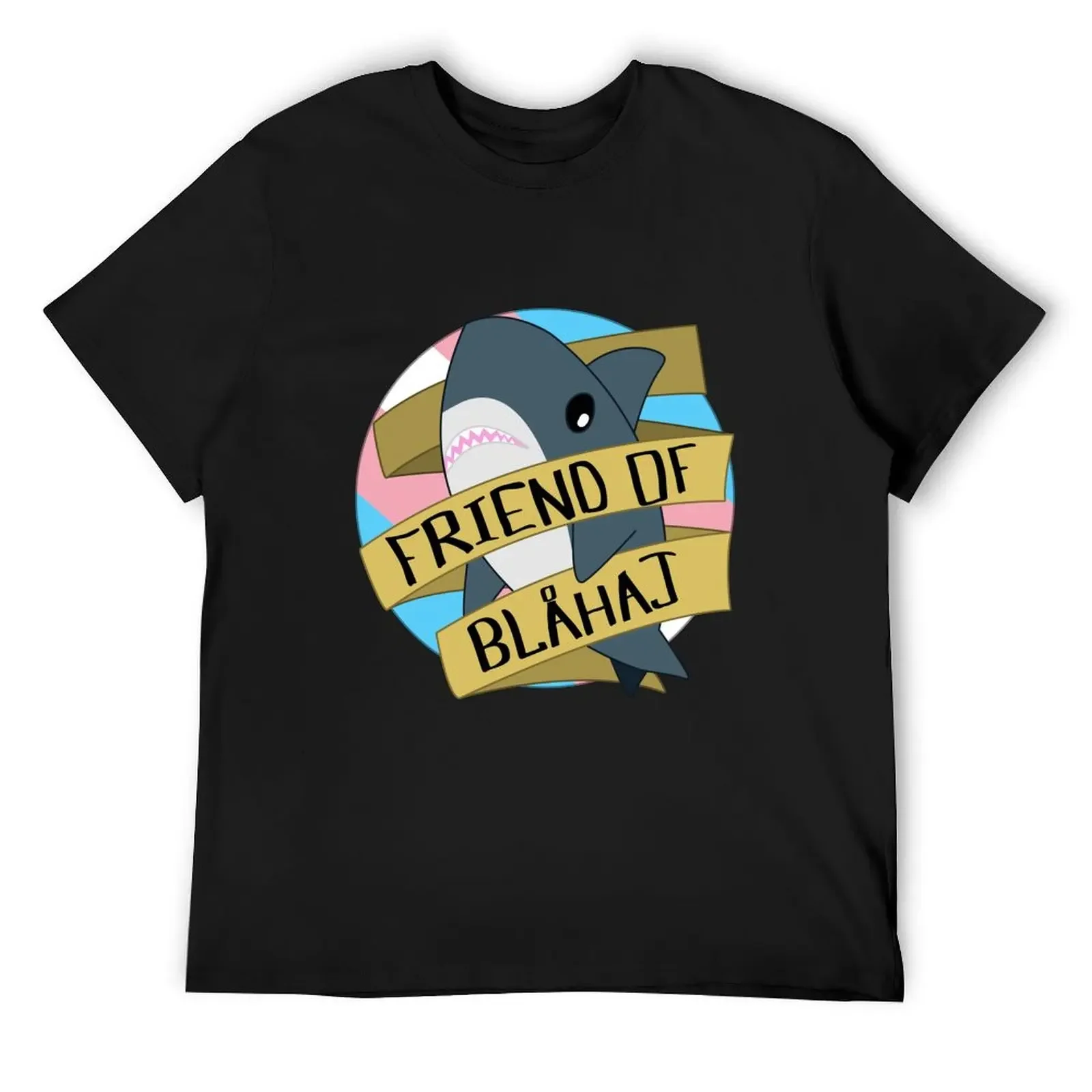 Friend of Blahaj - Trans Pride BG T-Shirt tees man clothes oversized mens funny t shirts