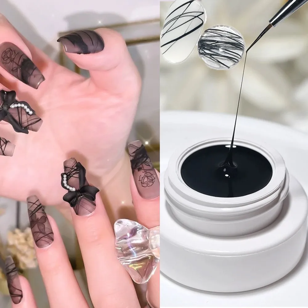 

5g/Jar Spider Gel Polish Nail Art Painting Gel Black Silver Drawing Wire Line Glue Strong Stretch Lacquer Elasticity Gel Manicur