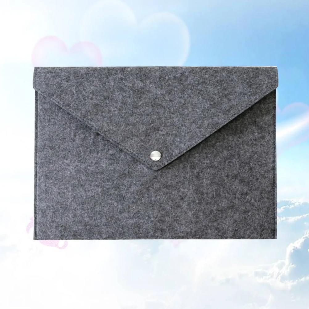 

A4 Size Dark Grey Felt File Folder Paper Organizer Document Carrier Bag Button Closure Office School Stationery Envelope Handbag