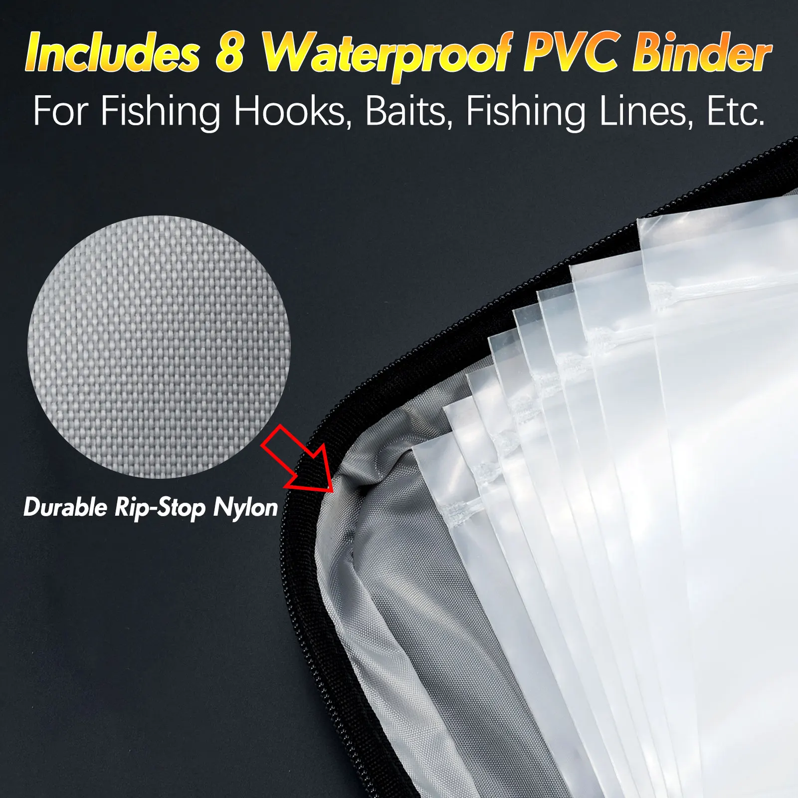 8 جيوب صيد السمك الموثق البلاستيكية مقاوم للماء حقيبة التخزين المنظمة لصيد الأسماك الناعمة إغراء زعيم تلاعب خطوط الرقص