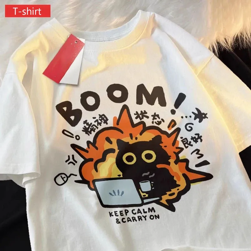 Loses Kurzarm-T-Shirt für Herren/Damen, 2024, neues amerikanisches Ins-Harajuku-Retro-bedrucktes Top